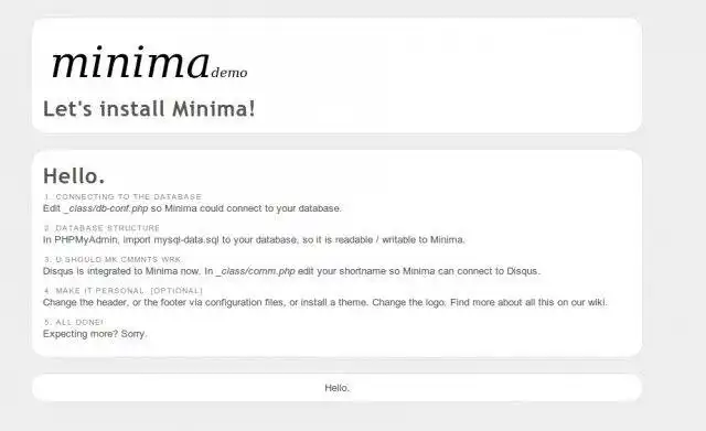 Download web tool or web app Minima CMS