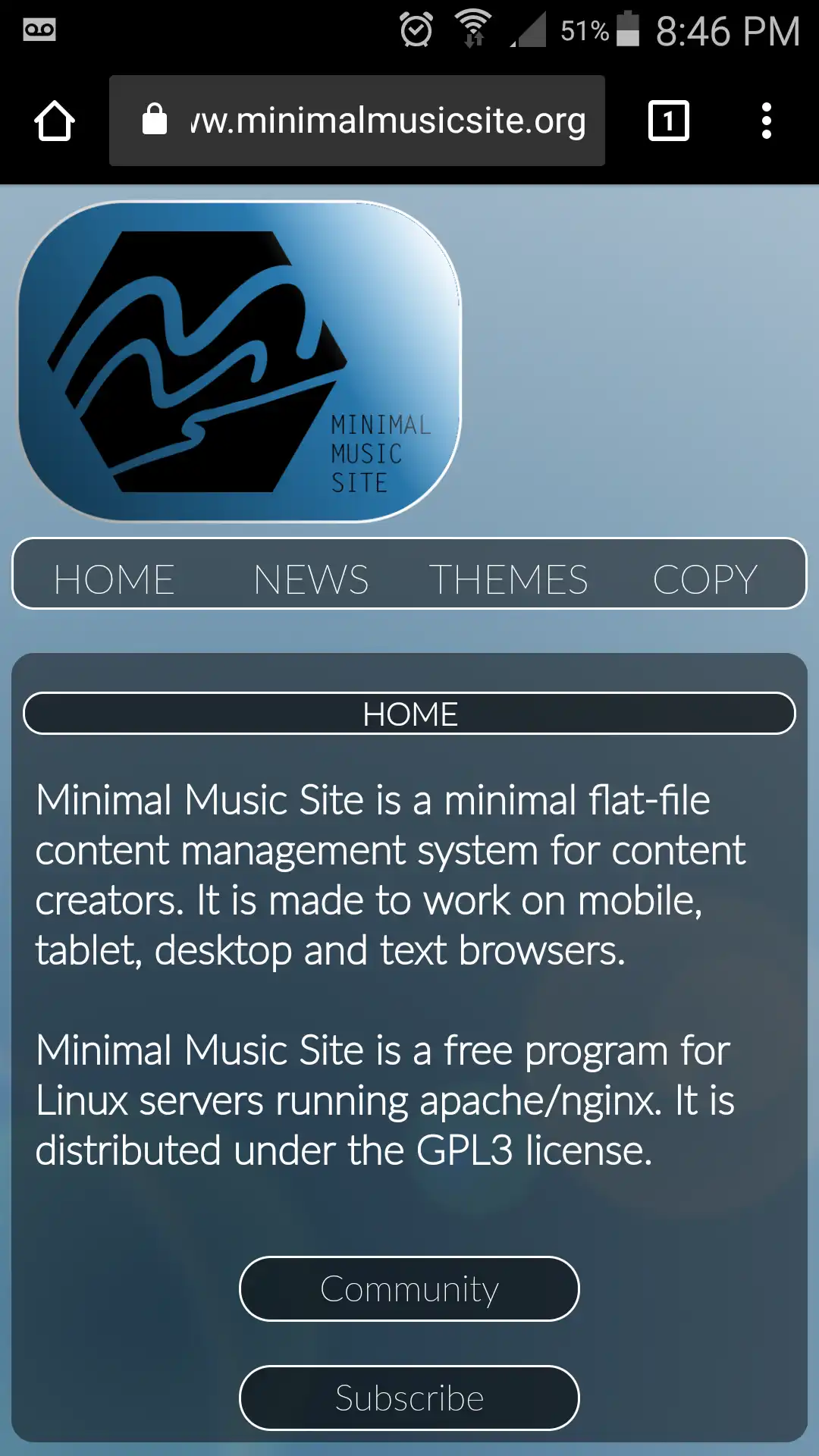 Download web tool or web app Minimal Music Site