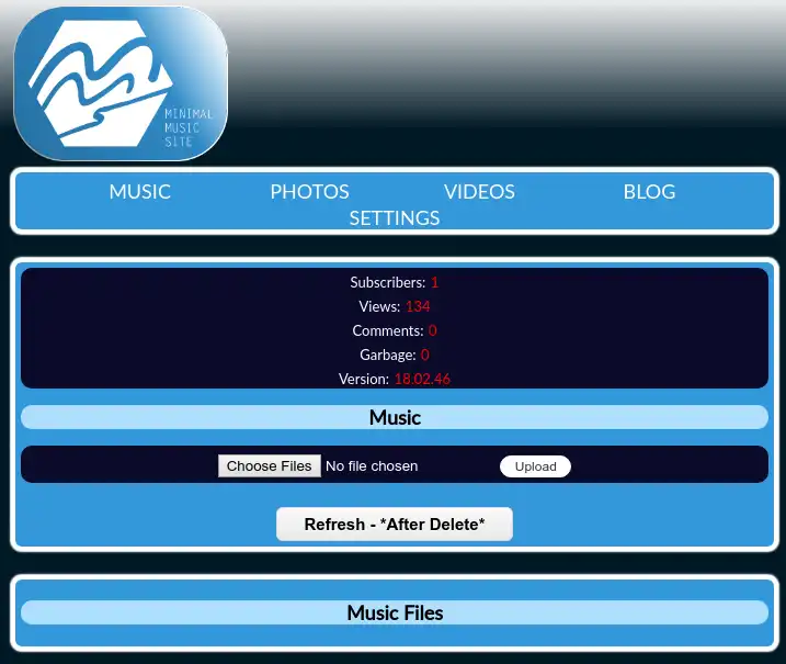 Mag-download ng web tool o web app Minimal Music Site
