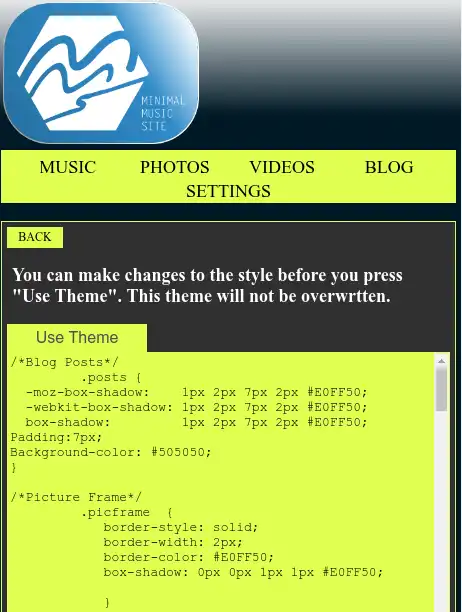 Mag-download ng web tool o web app Minimal Music Site