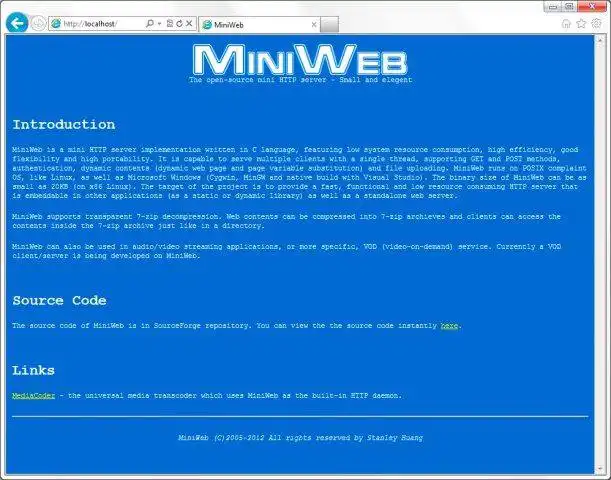 Download web tool or web app MiniWeb HTTP server