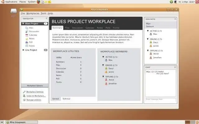Загрузите веб-инструмент или веб-приложение Mira Groupware