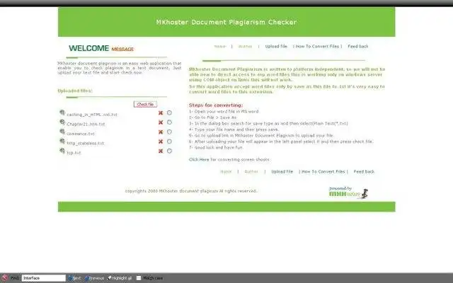 Download web tool or web app MKhoster Document Plagiarism Checker