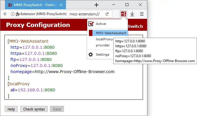 Laden Sie das Webtool oder die Web-App MM3-ProxySwitch – Firefox WebExtension herunter