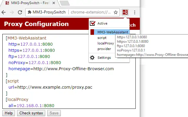 ডাউনলোড করুন ওয়েব টুল বা ওয়েব অ্যাপ MM3-ProxySwitch - Firefox WebExtension