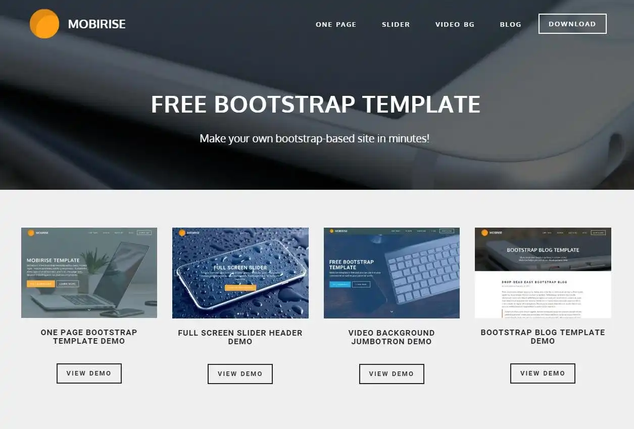 ابزار وب یا برنامه وب Mobirise Bootstrap Template را دانلود کنید