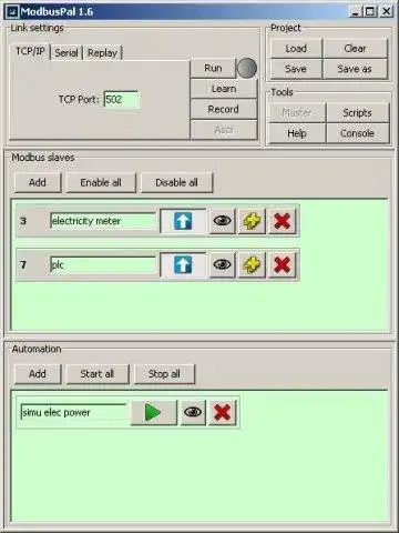 Web aracını veya web uygulamasını indirin ModbusPal - bir Java MODBUS simülatörü