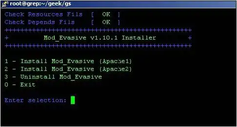 Muat turun alat web atau apl web Mod_Evasive Installer
