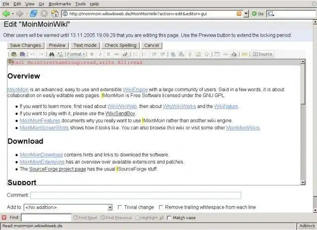 Mag-download ng web tool o web app na MoinMoin