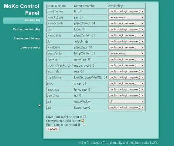Download web tool or web app MoKo - Module Control Framework for PHP