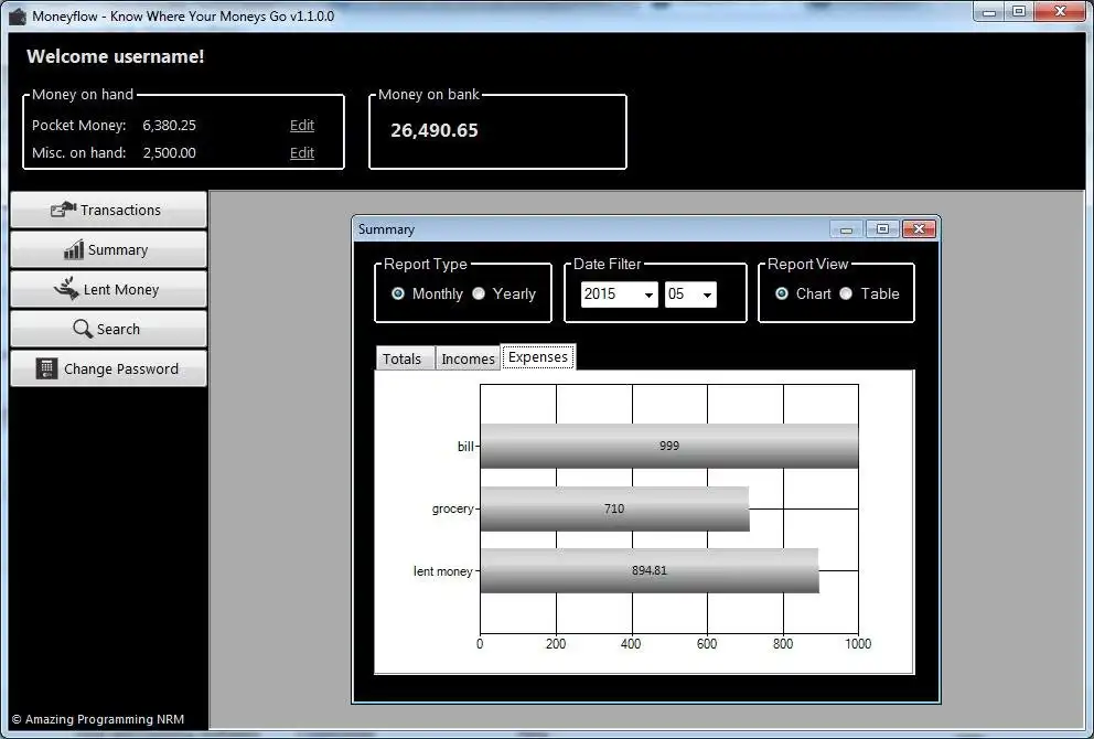 Web ツールまたは Web アプリ Moneyflow をダウンロード - お金の行方を知る