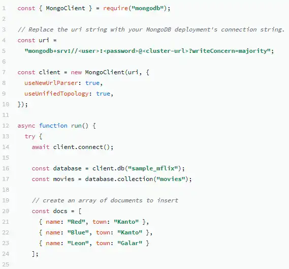 Scarica lo strumento Web o l'app Web MongoDB NodeJS Driver