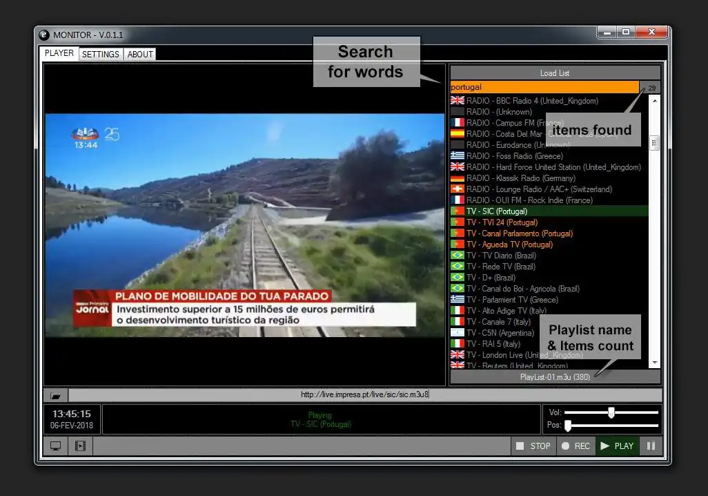 Download web tool or web app MONITOR (TV, Radio, IP-Cameras...)