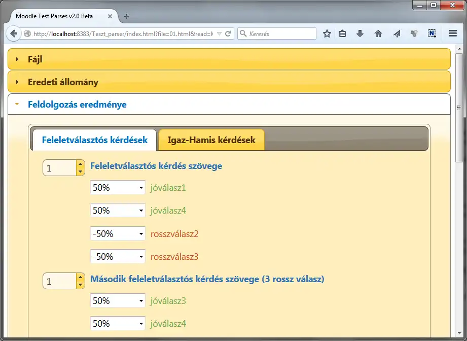 Download web tool or web app Moodle Question Parser