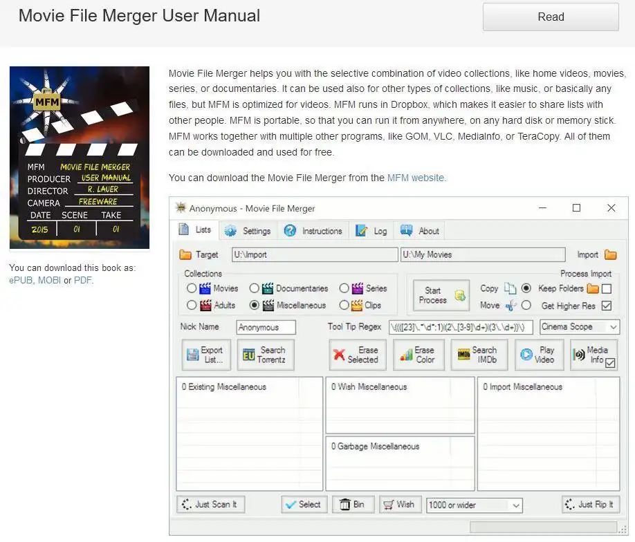 Pobierz narzędzie internetowe lub aplikację internetową Movie-File-Merger-Manual-Manual, aby uruchomić w systemie Linux online