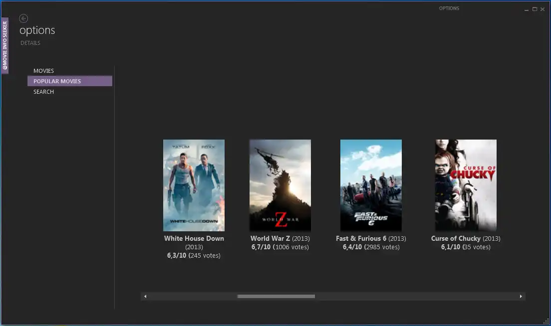 Download web tool or web app Movie Info Seeker to run in Windows online over Linux online