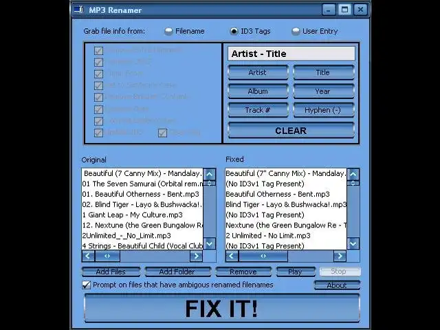 Download web tool or web app .MP3 Renamer
