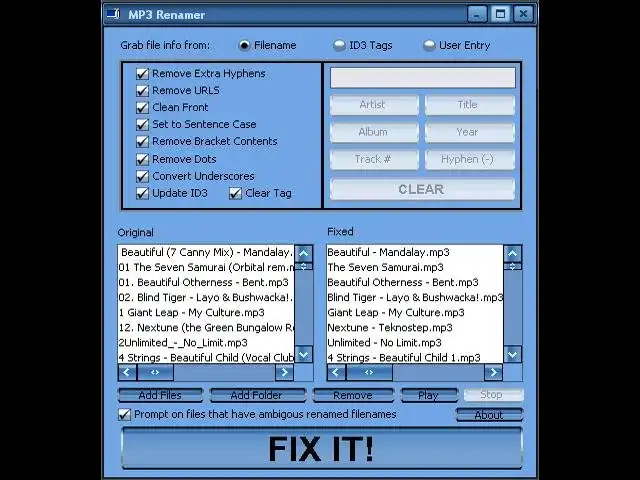 Download web tool or web app .MP3 Renamer