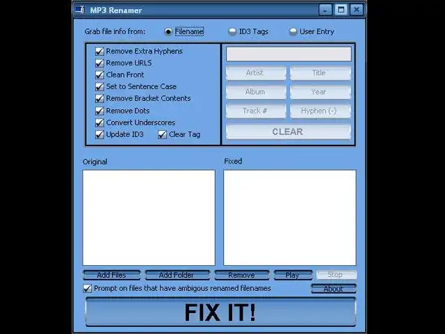 Download web tool or web app .MP3 Renamer