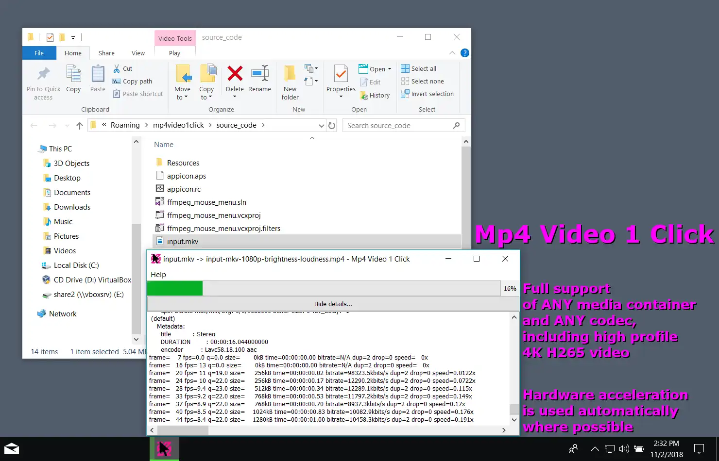 ดาวน์โหลดเครื่องมือเว็บหรือเว็บแอป Mp4 วิดีโอ 1 คลิก FFMPEG สำหรับ Windows