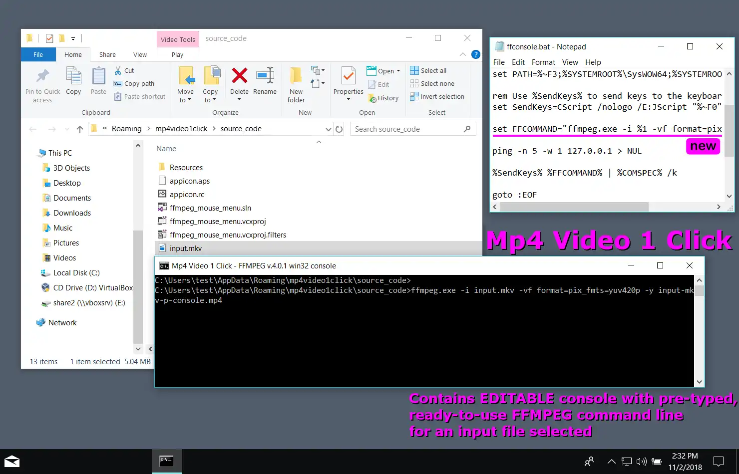Téléchargez l'outil Web ou l'application Web Mp4 Video 1 Cliquez sur FFMPEG pour Windows