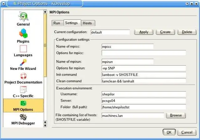 Download web tool or web app MPI plugin for KDevelop