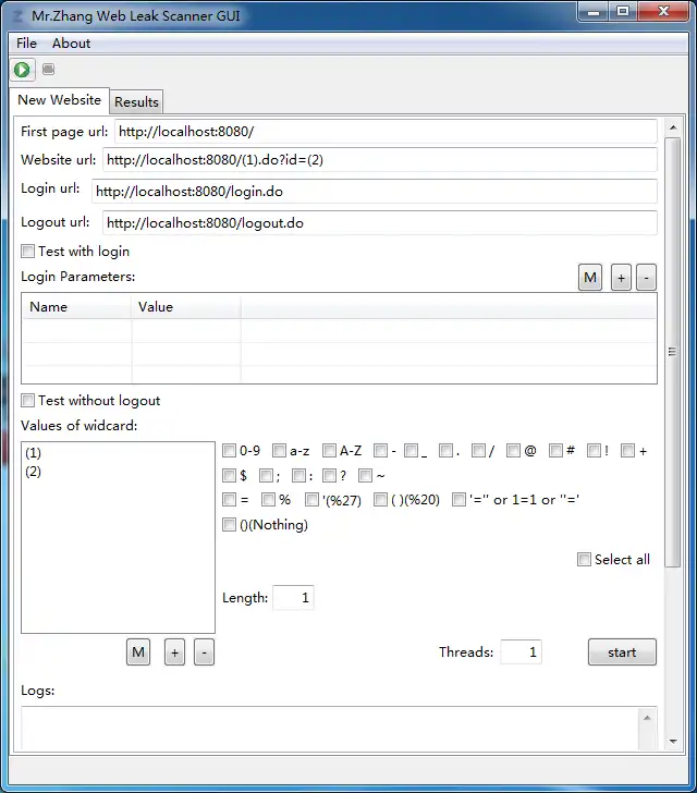 Download web tool or web app Mr.Zhang Web Leak Scanner GUI