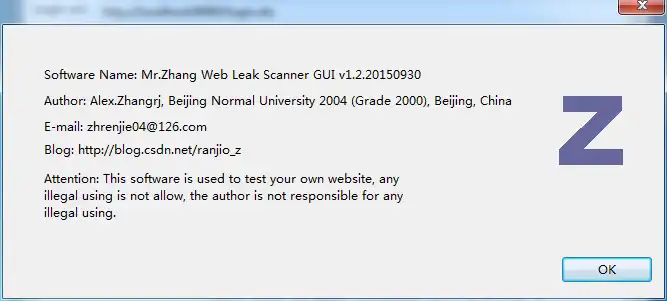 Download web tool or web app Mr.Zhang Web Leak Scanner GUI