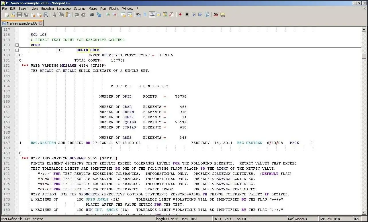 Download web tool or web app MSC Patran  Nastran Syntax Highlighting