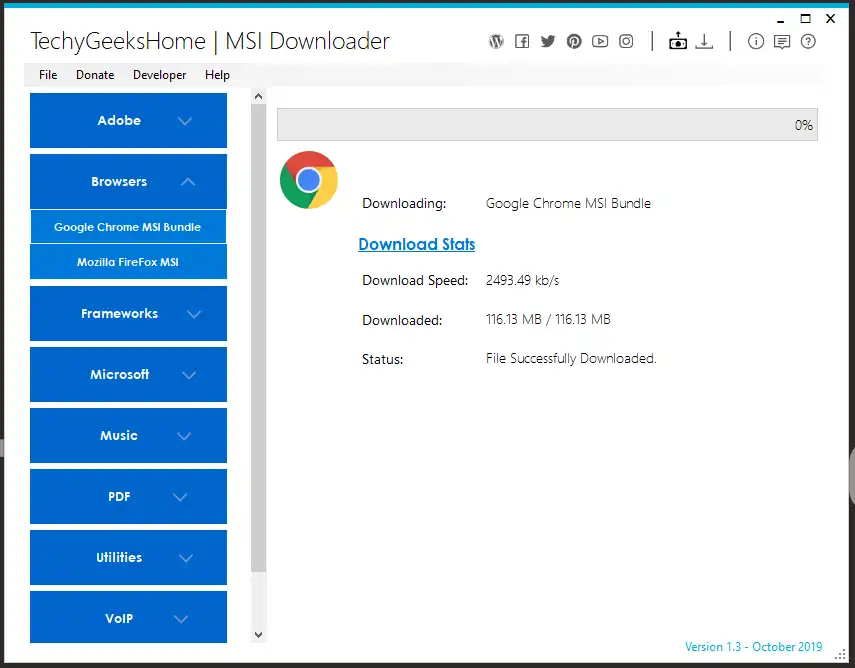 Muat turun alat web atau aplikasi web MSI Downloader