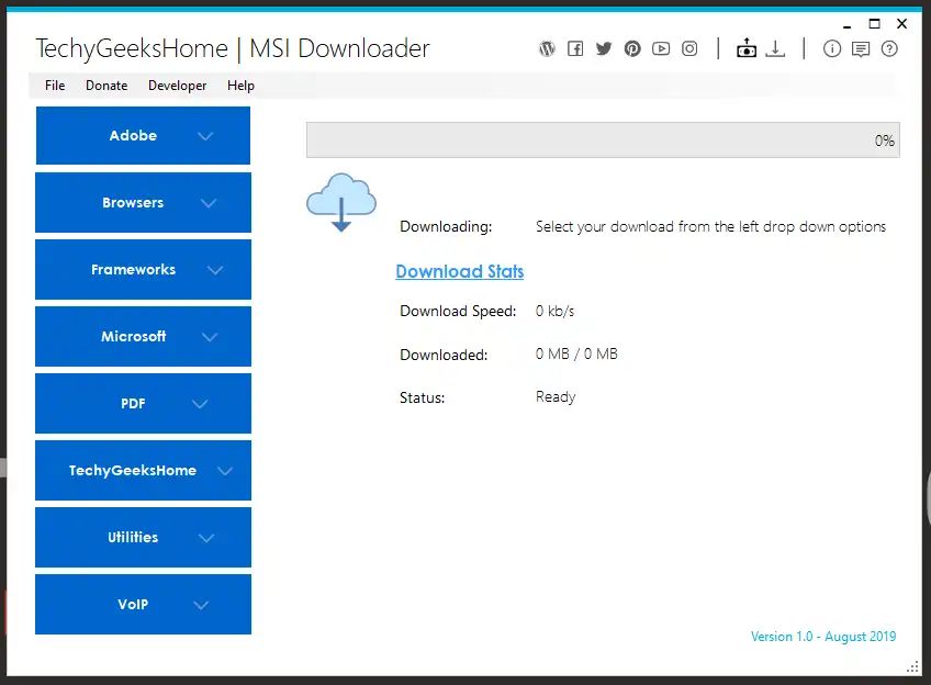 Muat turun alat web atau aplikasi web MSI Downloader