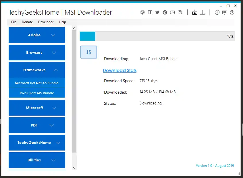 Muat turun alat web atau aplikasi web MSI Downloader