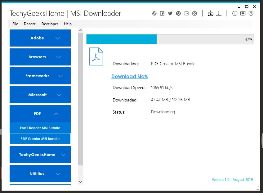 Muat turun alat web atau aplikasi web MSI Downloader