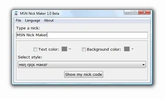 Download web tool or web app MSN Nick Maker