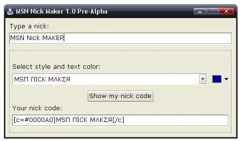 Download web tool or web app MSN Nick Maker
