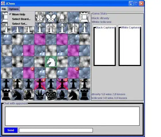 Téléchargez un outil Web ou une application Web Multiplayer Chess w/ Move Help pour l'exécuter sous Windows en ligne sur Linux en ligne.