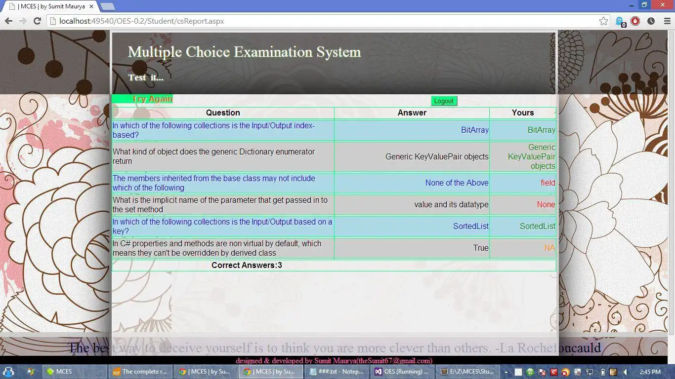 Download web tool or web app Multiple Choice Examination System