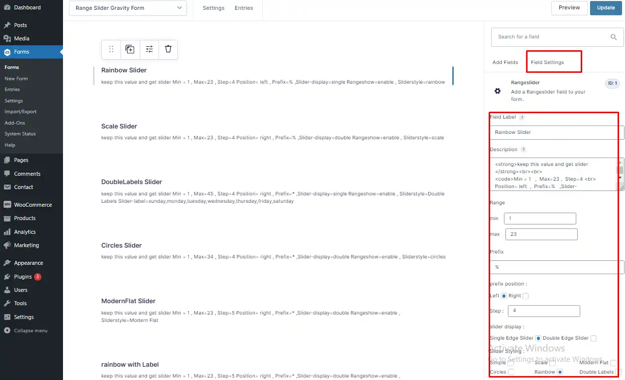 Download web tool or web app Multiple Range Slider For Gravity Form