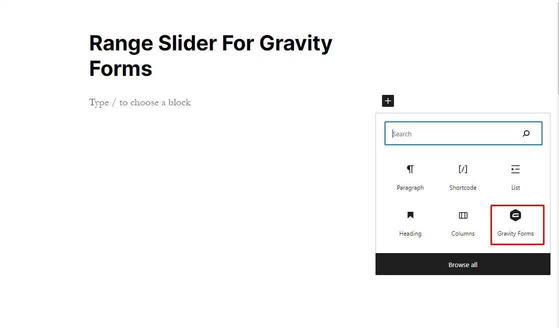 Загрузите веб-инструмент или веб-приложение. Ползунок с несколькими диапазонами для гравитационной формы.