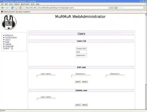 Download web tool or web app Murmur WebAdministrator