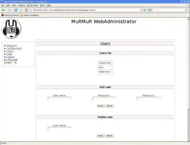 Завантажте веб-інструмент або веб-програму Murmur WebAdministrator для роботи в Linux онлайн