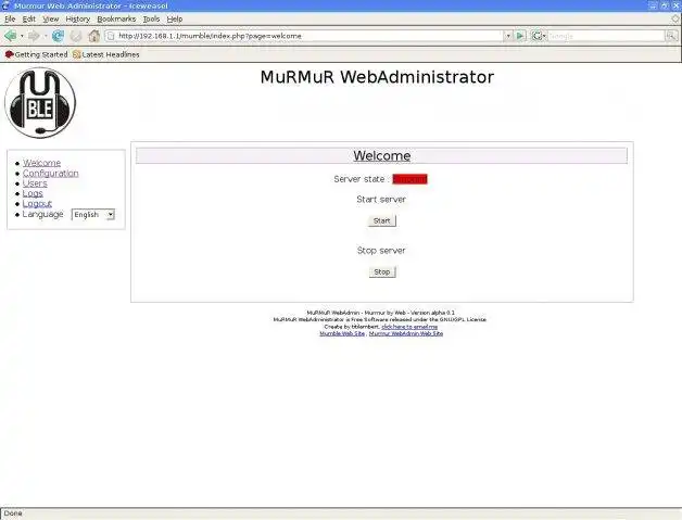 Download web tool or web app Murmur WebAdministrator to run in Linux online