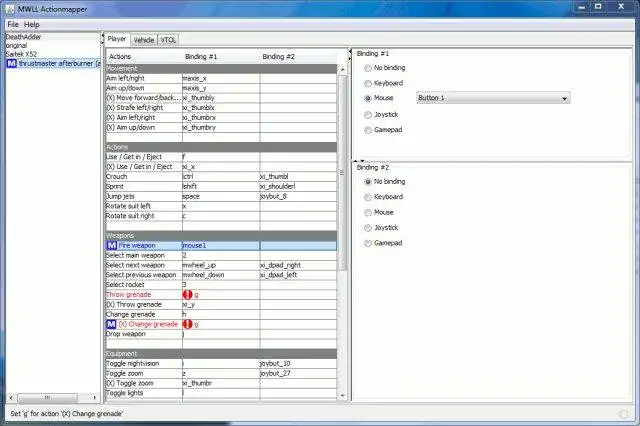 Descargue la herramienta web o la aplicación web MWLL Actionmapper para ejecutar en Windows en línea sobre Linux en línea