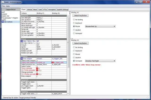 Baixe a ferramenta da web ou aplicativo da web MWLL Actionmapper para rodar no Windows online no Linux online