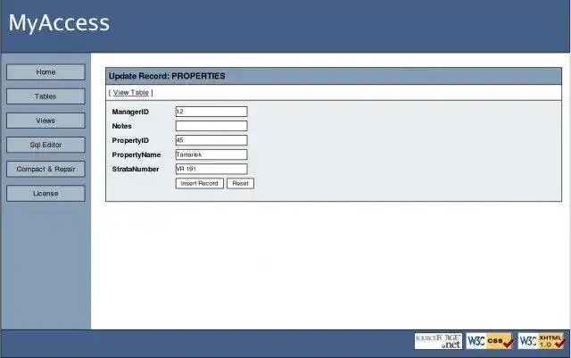 Download web tool or web app MyAccess Online Database Editor