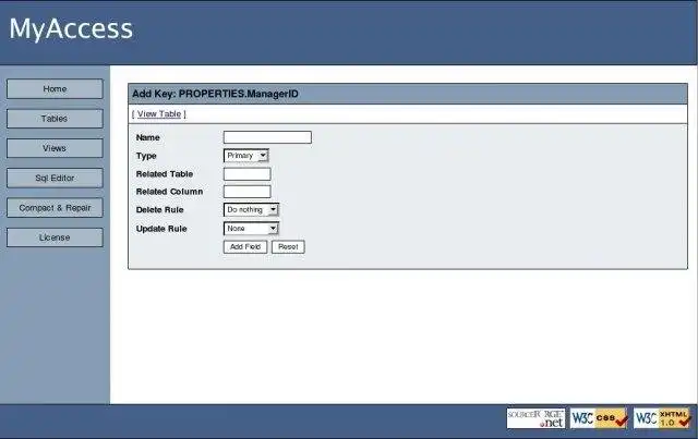 Download web tool or web app MyAccess Online Database Editor