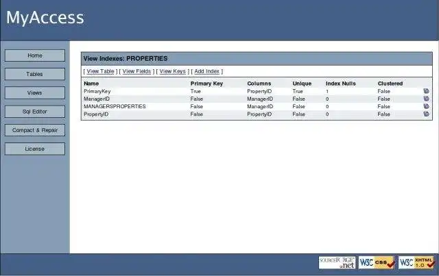 Download web tool or web app MyAccess Online Database Editor