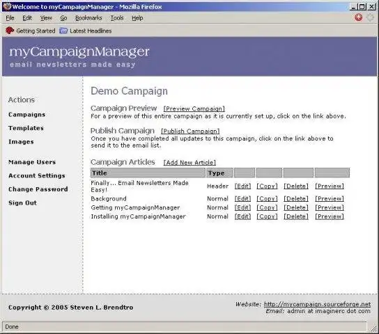 Download web tool or web app myCampaignManager