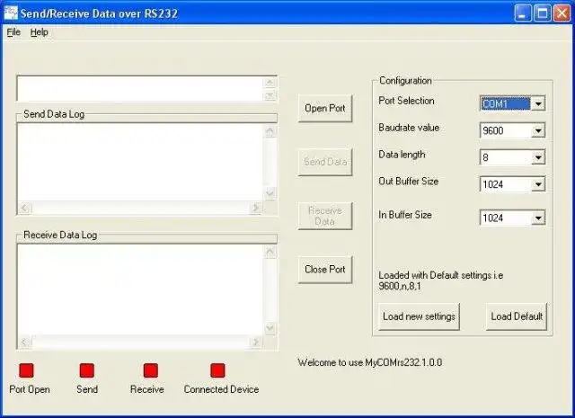 Загрузите веб-инструмент или веб-приложение MyCOM-RS232