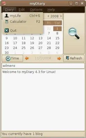 Download web tool or web app myDiary